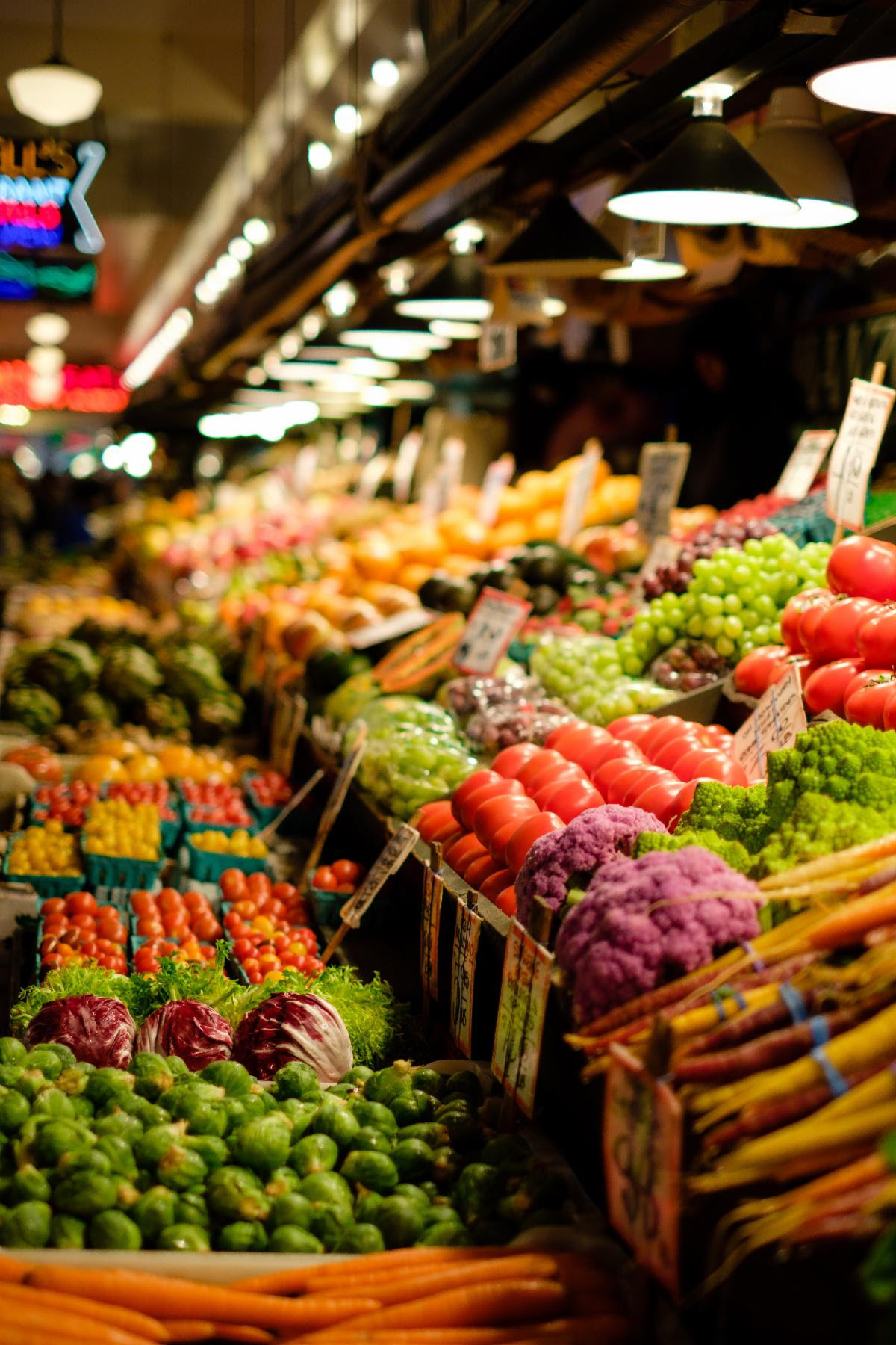 fresh produce in grocery store